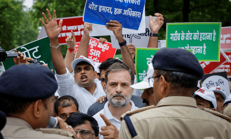 Rahul Gandhi, Opposition Leaders Detained in Delhi Over Bihar Voter Roll Protest