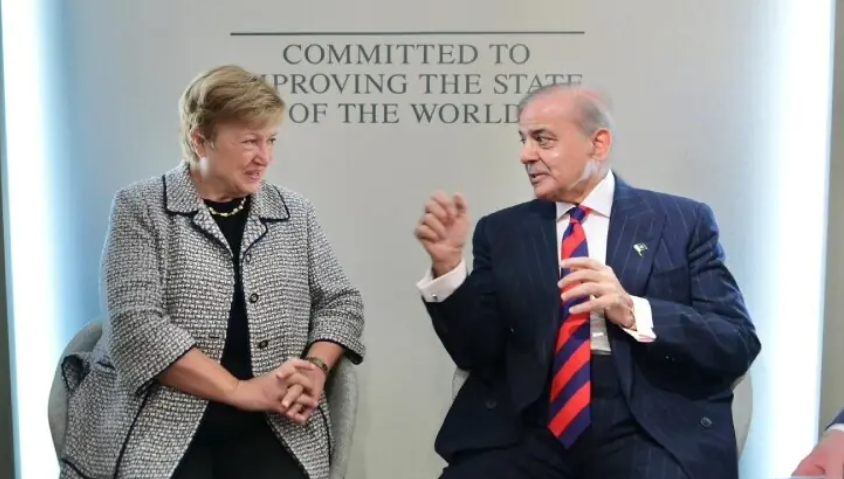 PM Shehbaz Meets IMF Chief at Davos, Highlights Ec